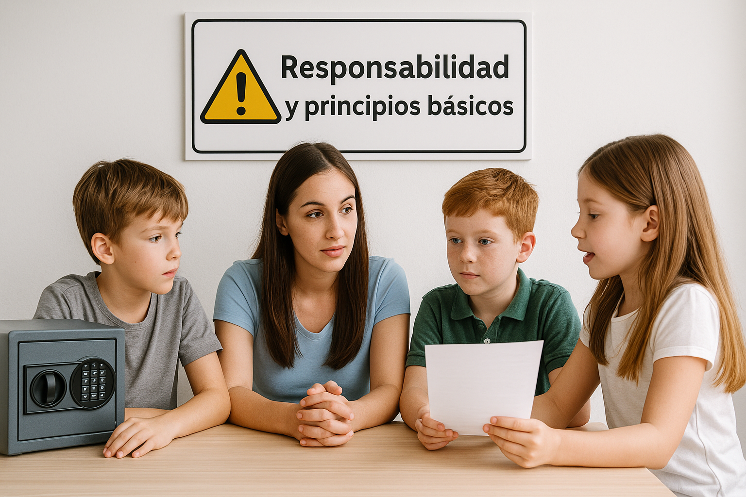 Familia conversando en el living